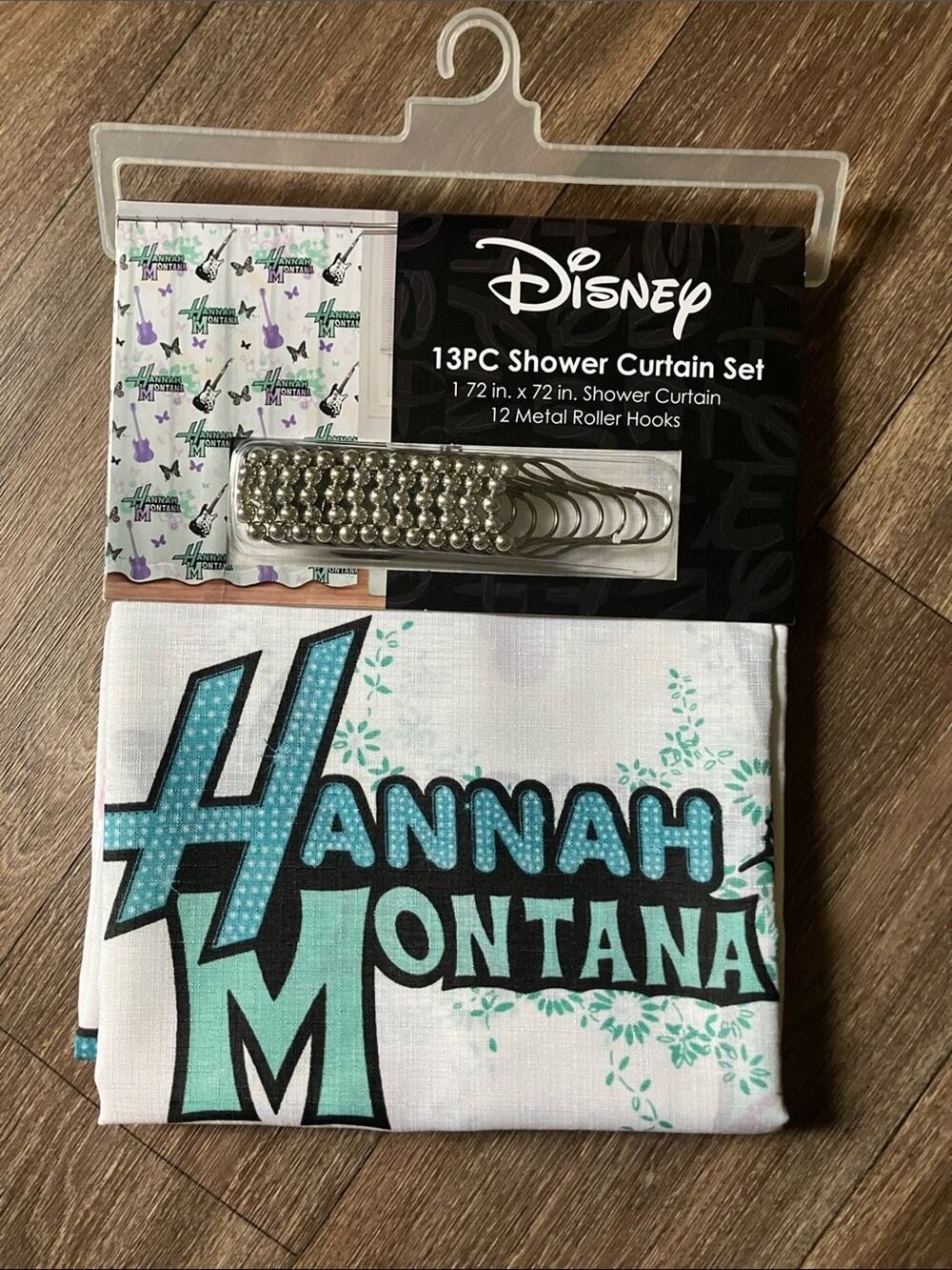 Disney Hannah Montana Shower Curtain Set - Teal, Black, White NWT